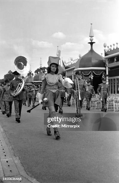 Marching band on parade at Battersea Pleasure Garden. June 1952.