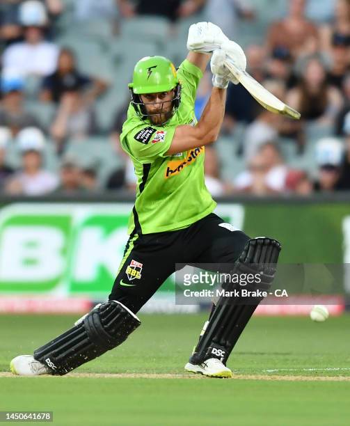 Alex Ross of the Thunder bats during the Men's Big Bash League match between the Adelaide Strikers and the Sydney Thunder at Adelaide Oval, on...