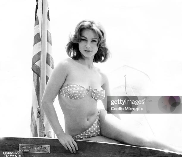 English actress Shirley Anne Field Actress sitting on boat . 8th December 1963.