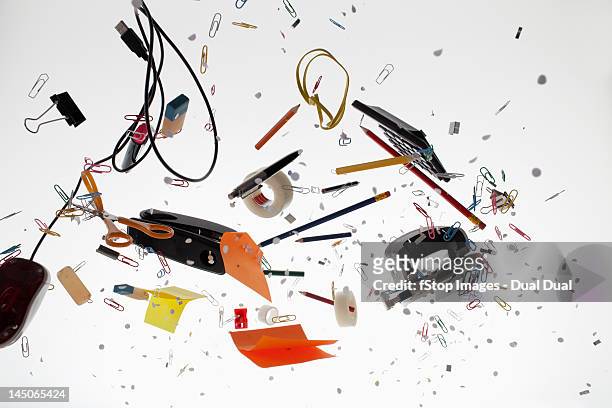 office supplies against a white background - man made object - fotografias e filmes do acervo