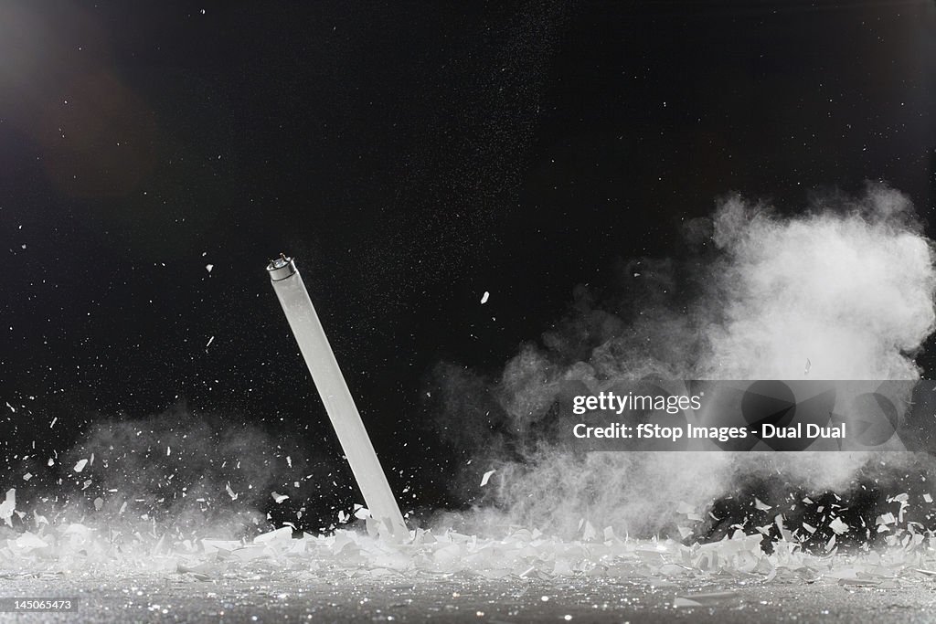 A fluorescent tube shattering