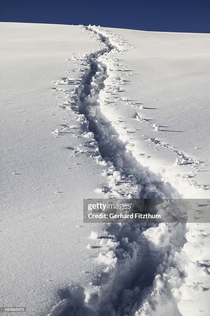 Human trail on snow