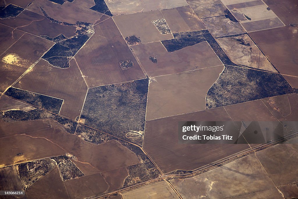 Aerial view of cultivated land