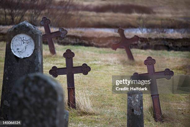 old tombstones in a cemetery - file graveyard fields 3.jpg stock pictures, royalty-free photos & images