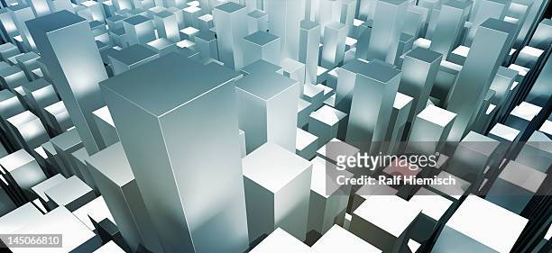 metallic gray three dimensional rectangular shapes - perspective stock illustrations