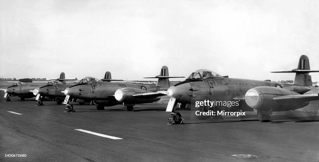 Meteor Jet RAF Gloster Meteor jet aircraft at RAF Acklington due to take part in ...