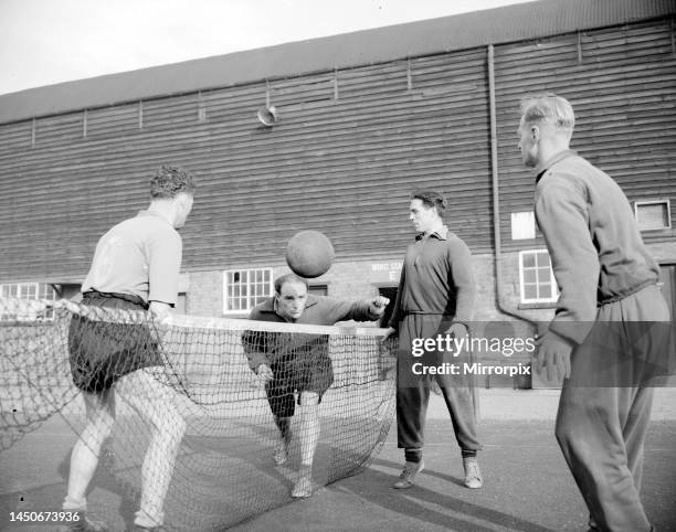 Nottingam Forest football players seen here during a training session. February 1955.