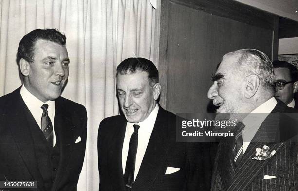 Eamonn Andrews, Sean Lemass and Nubar Gubenkian at the opening of the Irish Centre. 16th February 1964.