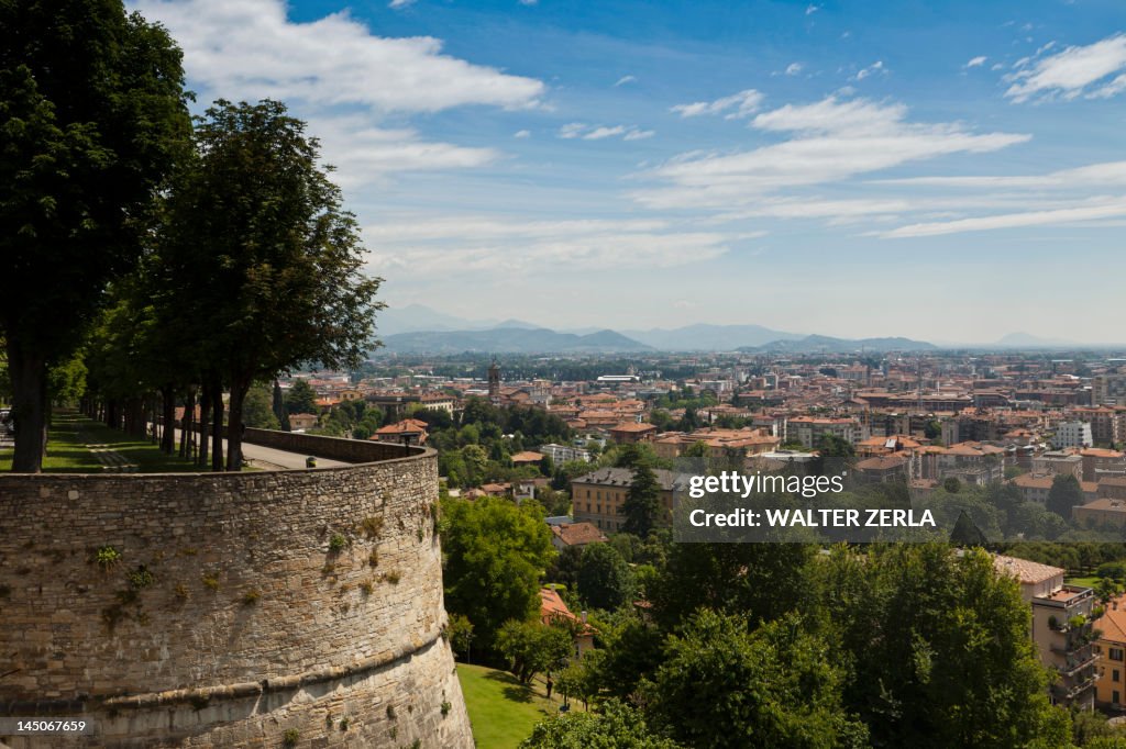 Stone wall overlooking city