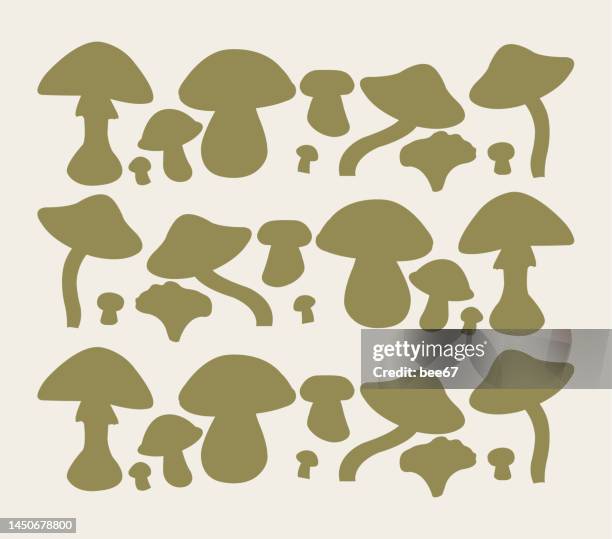 ilustrações, clipart, desenhos animados e ícones de cor venenosa e cogumelos comestíveis fundo padrão sem costura. - morel mushroom