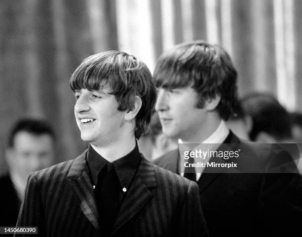 John Lennon and Ringo Starr in New York, USA, during the Beatles first tour of America. 9th February 1964.