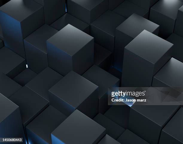 3d cube background - black cube stock pictures, royalty-free photos & images