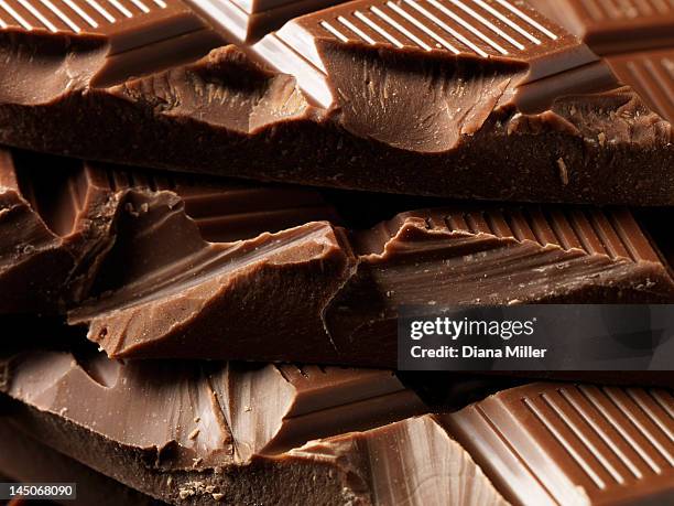 close up of belgian milk chocolate - chocolate stockfoto's en -beelden