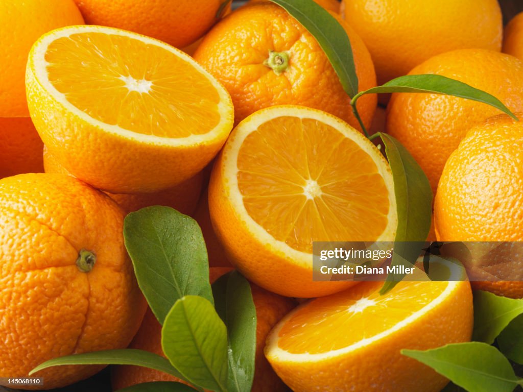 Close up of sliced oranges