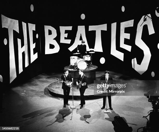 The Beatles in New York rehearse for their appearance on the Ed Sullivan TV Show. George Harrison was bed ridden so roadie Neil Aspinall stood in for...