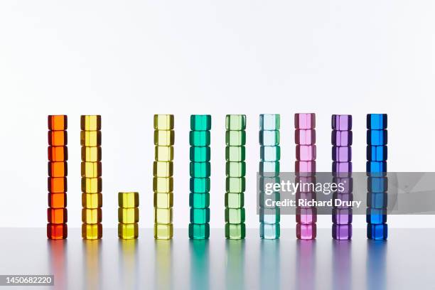 conceptual image of transparent coloured cubes - network failure stock pictures, royalty-free photos & images