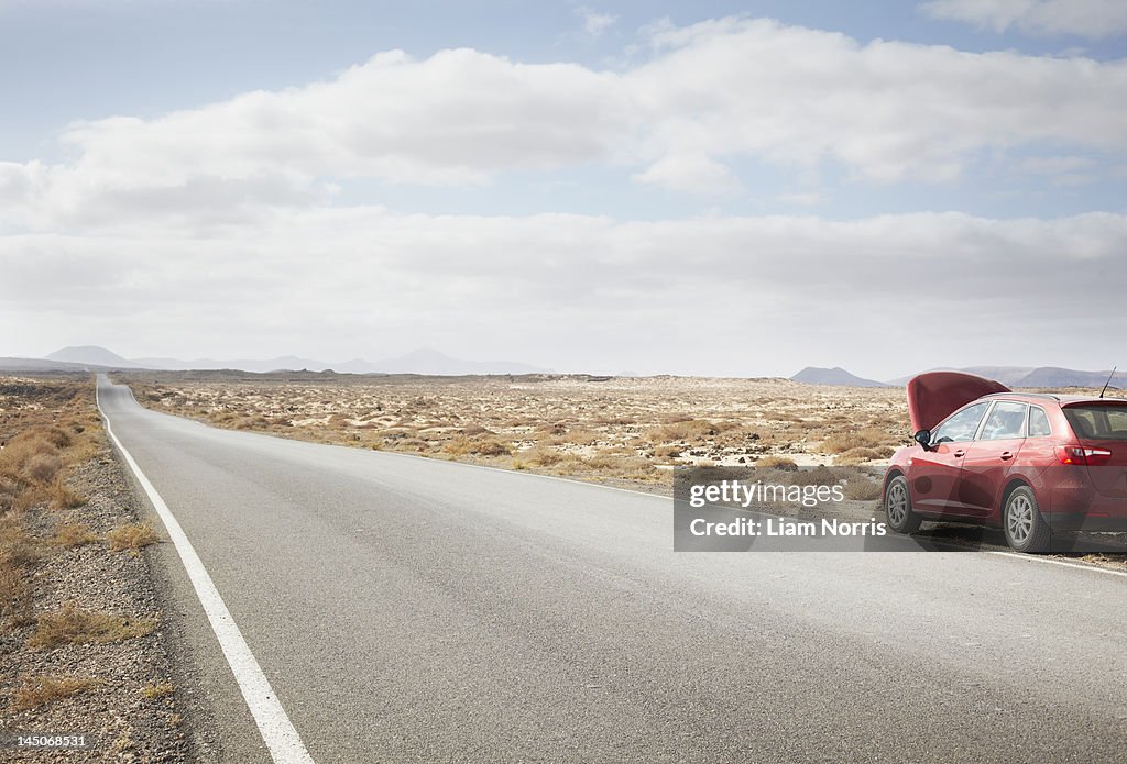 Car broken down on rural road