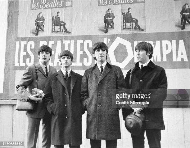 The Beatles' concert season at the Olympia Theatre, Paris. Left to right: Paul McCartney, Ringo Starr, George Harrison and John Lennon. ,15th January...