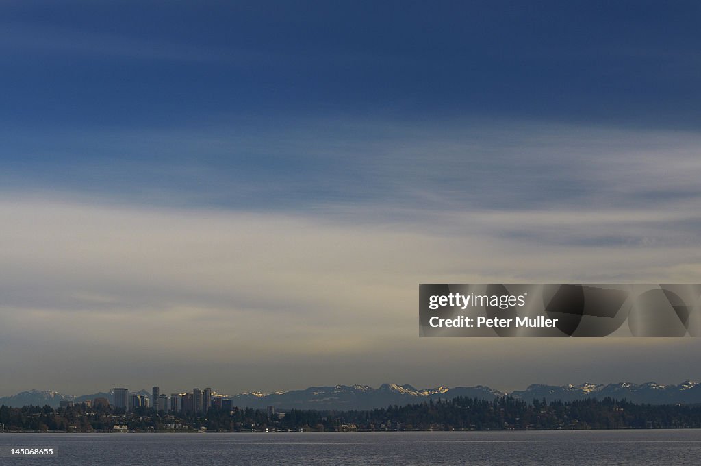Seattle city skyline on water
