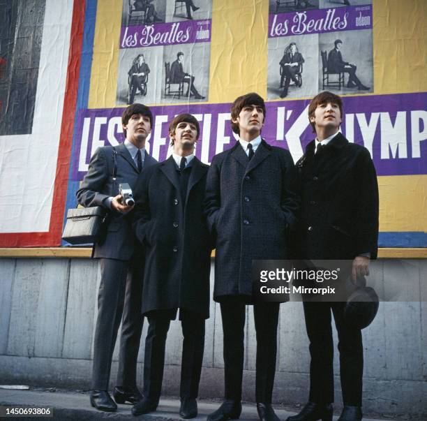 The Beatles concert season at the Olympia Theatre, Paris, Left to right: Paul McCartney, Ringo Starr, George Harrison and John Lennon. 17th January...