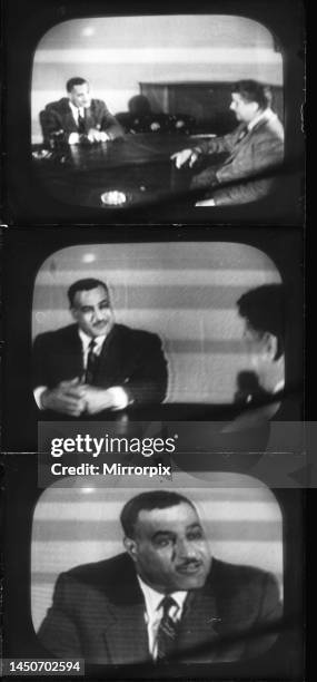 Suez Crisis 1956 - Egyptian leader Gammal Nasser being interviewed on ITV. 27th August 1956.