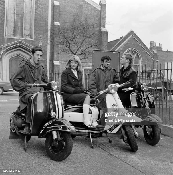 Mods with scooters. Circa 1964.