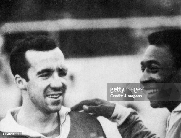 Brazilian footballers Pelé and Tostão at the 1970 FIFA World Cup in Mexico City, Mexico.