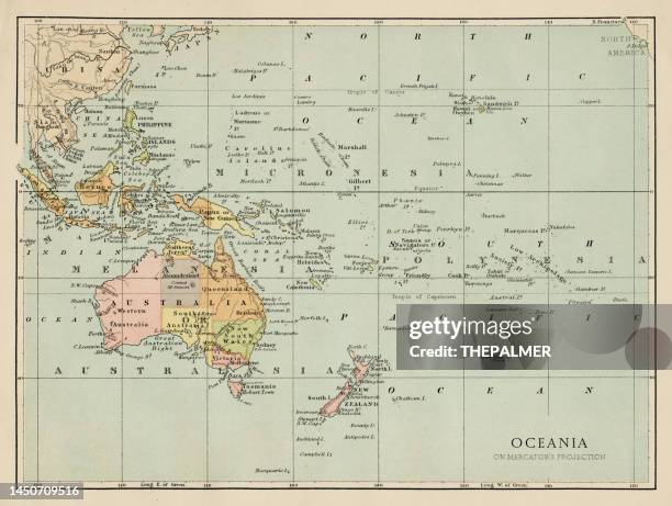 illustrazioni stock, clip art, cartoni animati e icone di tendenza di mappa dell'oceania - oceania