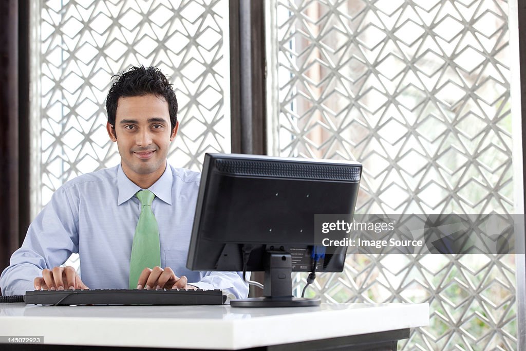 Executive working on a computer