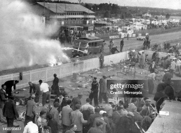 The 1955 Le Mans disaster of 11th June 1955 during the 24 Hours of Le Mans motor race at Circuit de la Sarthe in Le Mans, Sarthe, France. Large...