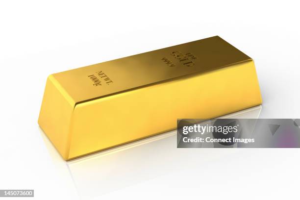 fine gold bar on white background - metal ore stock-grafiken, -clipart, -cartoons und -symbole