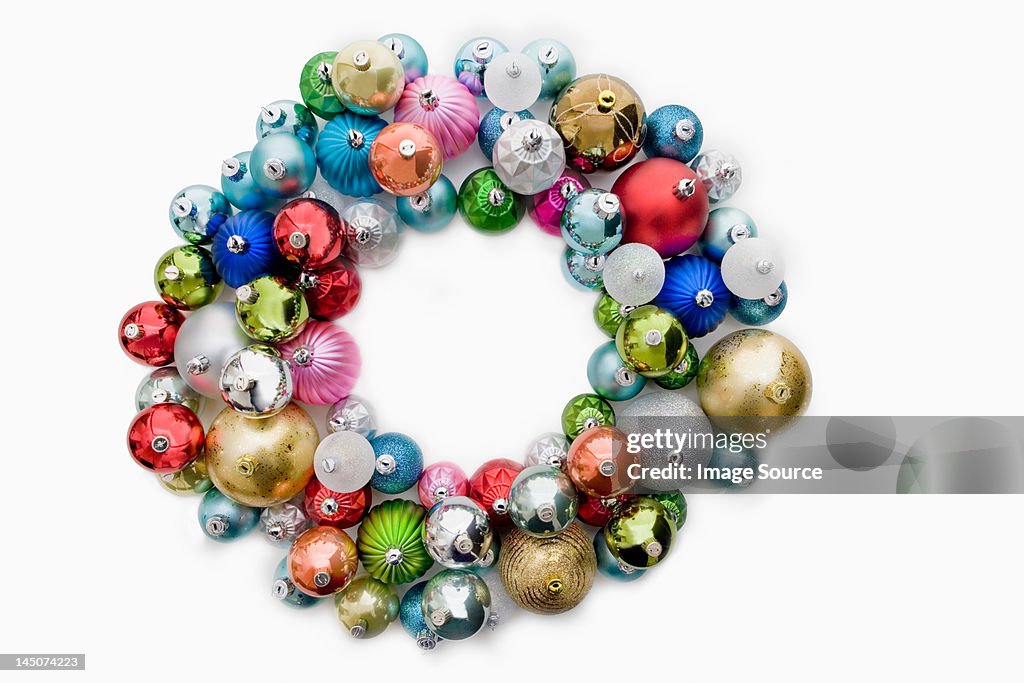 Circle made of christmas baubles