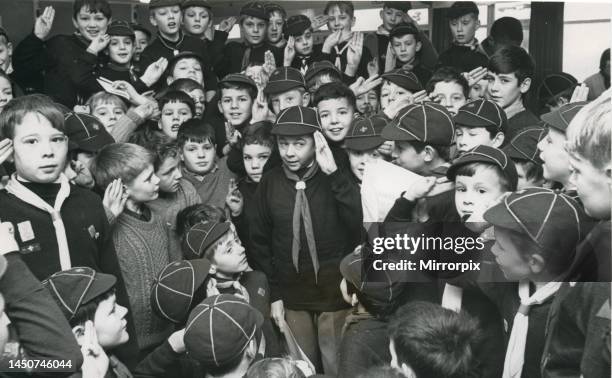 Jimmy Clitheroe joins cubs at Coventry's Baden Powell House for a rehearsal of a song and dance routine for the silver jubilee gang show. 20th...