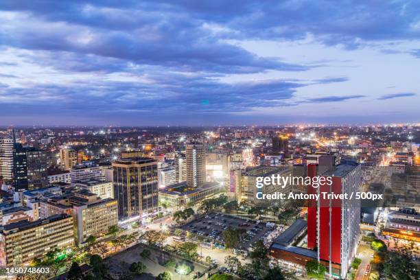 aerial view of singapore skyline,nairobi,kenya - nairobi - fotografias e filmes do acervo