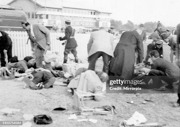 The 1955 Le Mans disaster of 11th June 1955 during the 24 Hours of Le Mans motor race at Circuit de la Sarthe in Le Mans, Sarthe, France. Large...