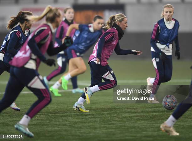 Jordan Nobbs of Arsenal during an Arsenal Women's training session on December 20, 2022 in Schaffhausen, Switzerland.