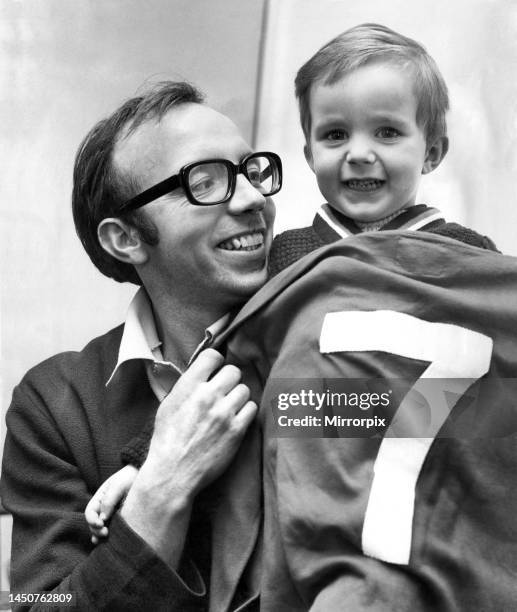 Nobby Stiles shows son Peter, aged 2 1/2, the shirt Alan Ball wore in the 1966 World cup final. It's child play for 2 1/2 year old Peter Stiles as he...