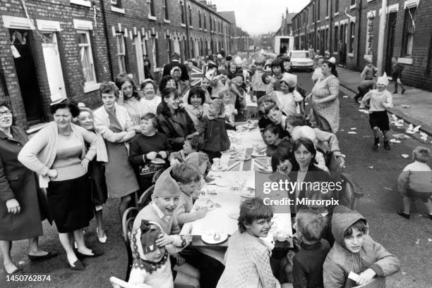 Street party in Middlesbrough to celebrate the County Borough of Teesside launch in the biggest municipal reorganisation outside London. 1 April 1968.