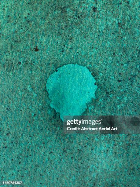 drone shot directly above an unusual hole in a coral reef off the coast of nassau, new providence, bahamas - peu profond photos et images de collection