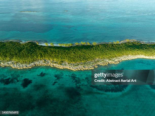 part of athol island photographed from a drone at sunset, bahamas - bahamas aerial bildbanksfoton och bilder