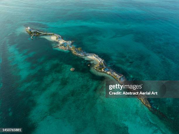 pearl island photographed from an aerial perspective, bahamas - cay stock pictures, royalty-free photos & images