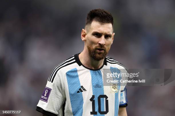 Lionel Messi of Argentina during the FIFA World Cup Qatar 2022 Final match between Argentina and France at Lusail Stadium on December 18, 2022 in...