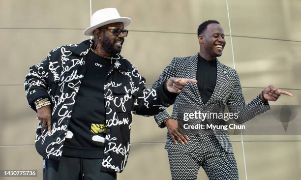 Otis Williams of The Temptations and actor Marcus Paul James are photographed for Los Angeles Times on December 14, 2022 in Los Angeles, California....