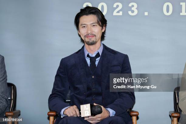 South Korean actor Hyun Bin attends the 'The Point Men' Press Conference at Mega Box on December 20, 2022 in Seoul, South Korea. The film will open...