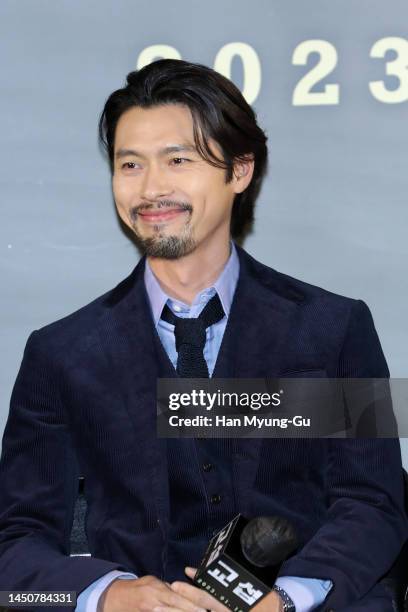 South Korean actor Hyun Bin attends the 'The Point Men' Press Conference at Mega Box on December 20, 2022 in Seoul, South Korea. The film will open...