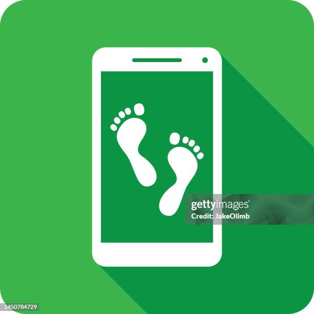 footprints smartphone icon silhouette - digital forensics stock illustrations