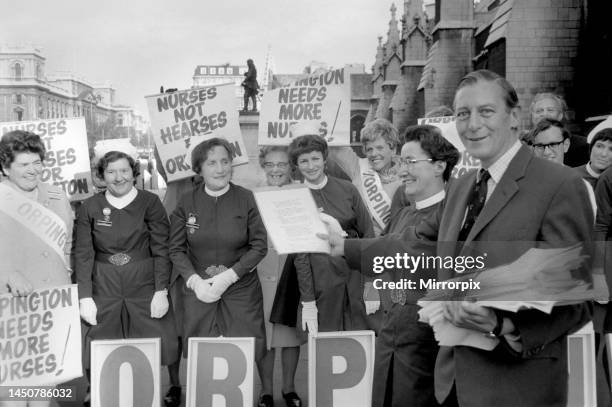 Uniformed nurses from Orpington Hospital went to the House of Commons today to hand over a petition to parliament to Mr Eric Lubbock, MP for...