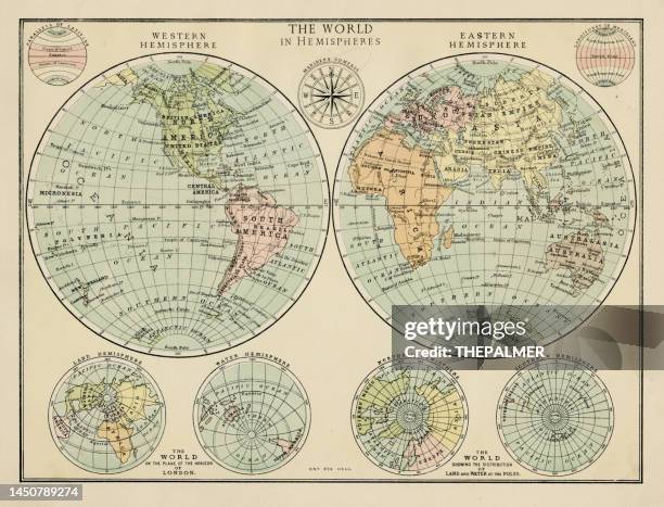 Map Of The World In Hemispheres High Res Vector Graphic Getty Images Map Of The World In Hemispheres 