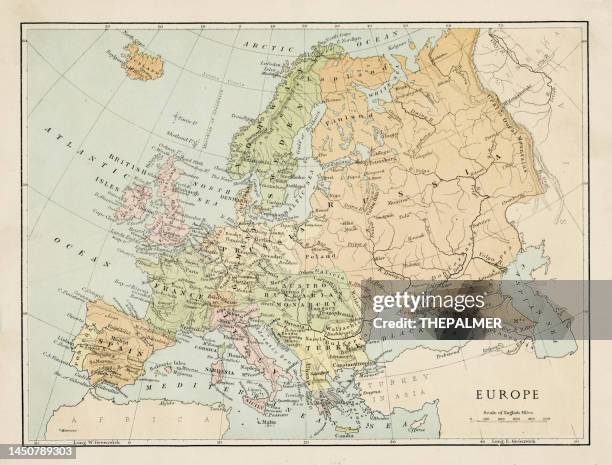 map of europe - sepia stock illustrations