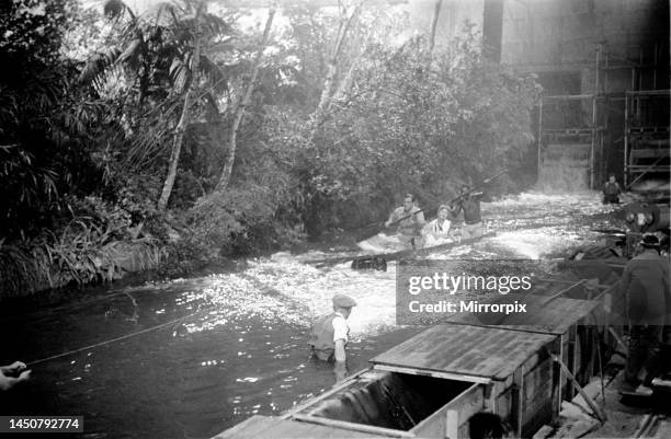 Shooting the Zambese rapids sequence at Elstree were Jeanne Crain, Dana Andrews and Michael Mataka who all appear in the Associated British - Marcel...